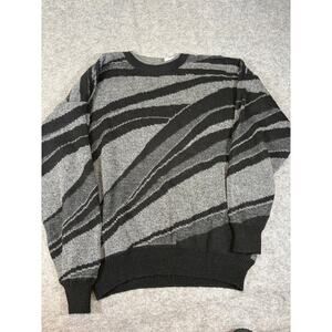 VINTAGE Brian MacNeil Sweater Mens 2X Tall Gray Abstract Pullover Knit 90s NWT